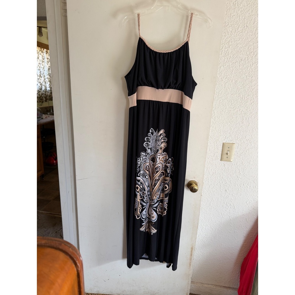 Delusional Black Dress Boho Empire‎ Waist Spaghetti Straps Women's Plus Size 1X